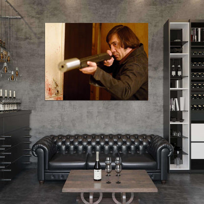 Anton Chigurh Shotgun No Country for Old Men Movie Javier Bardem Wall Art Print Poster