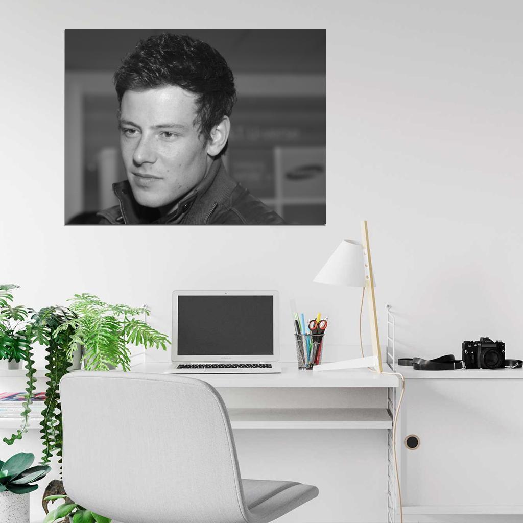 Cory Monteith Actor BW Portrait Wall Art Print Poster