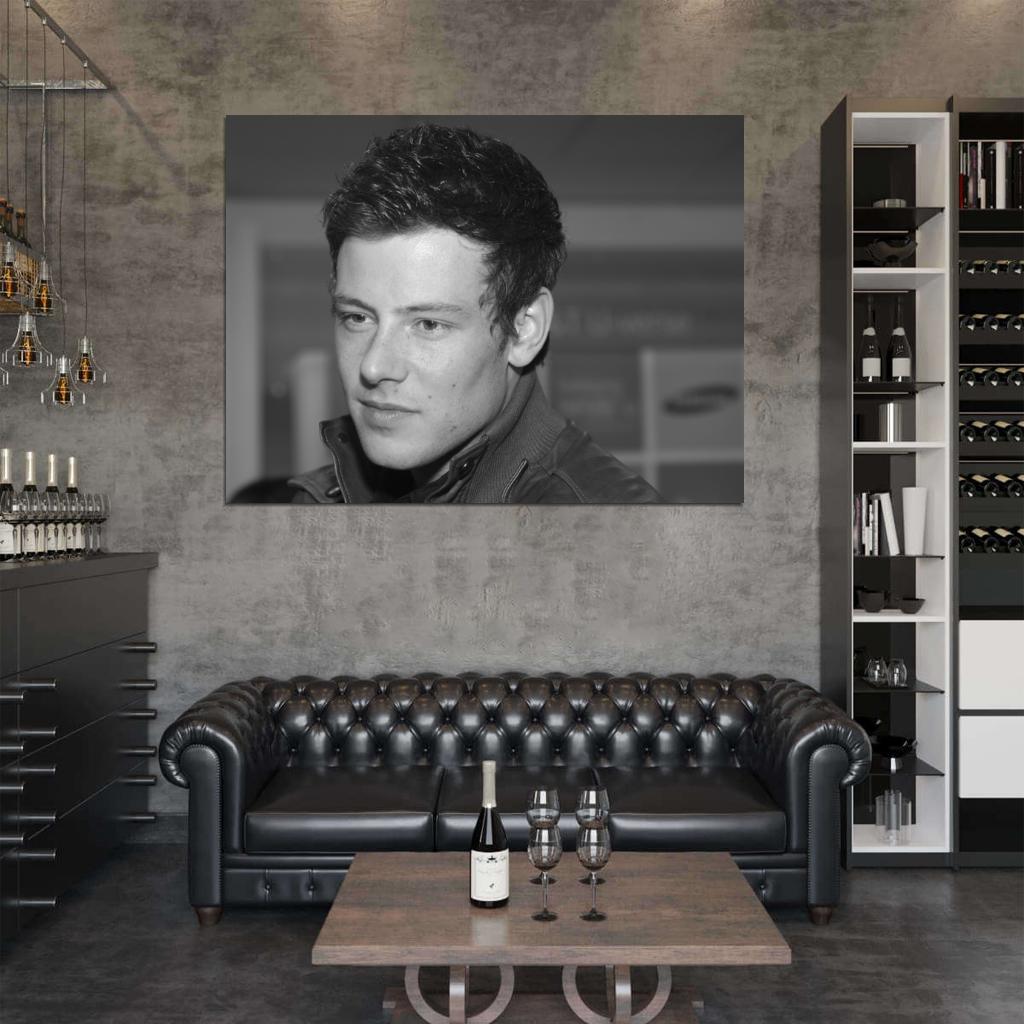 Cory Monteith Actor BW Portrait Wall Art Print Poster
