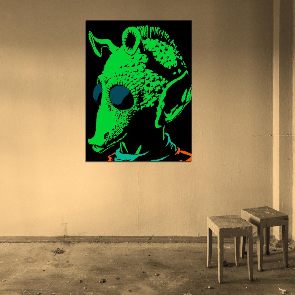 Greedo Rodian Bounty Hunter Star Wars Green Alien Art Wall Art Print Poster