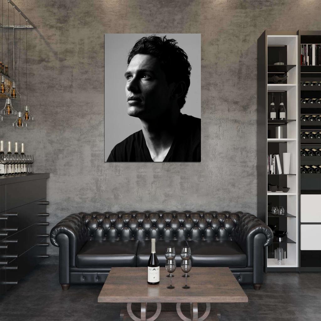 James Franco Handsome Actor Hot Portrait BW Wall Art Print Poster