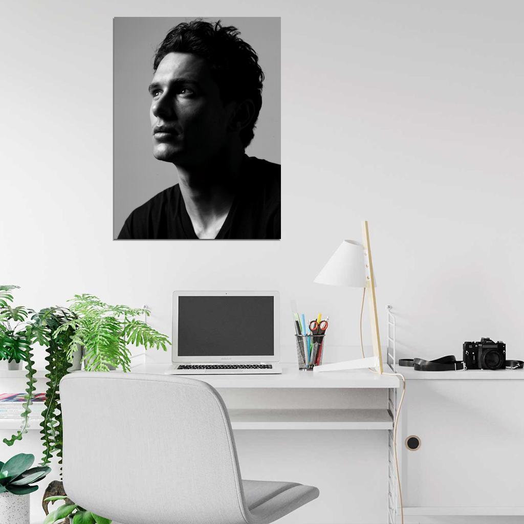 James Franco Handsome Actor Hot Portrait BW Wall Art Print Poster