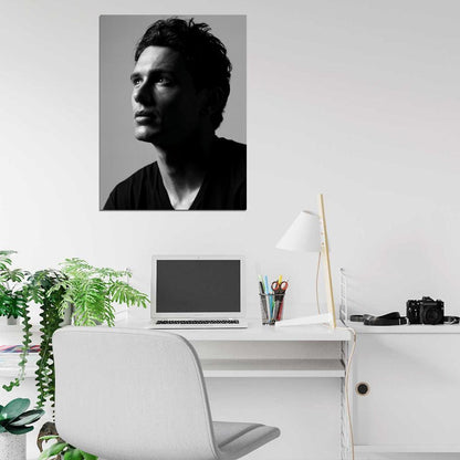 James Franco Handsome Actor Hot Portrait BW Wall Art Print Poster