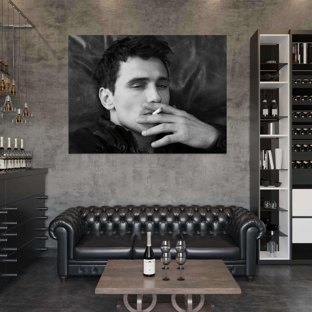 James Franco Smoking Hot BW Portrait Movie Actor Wall Art Print Poster