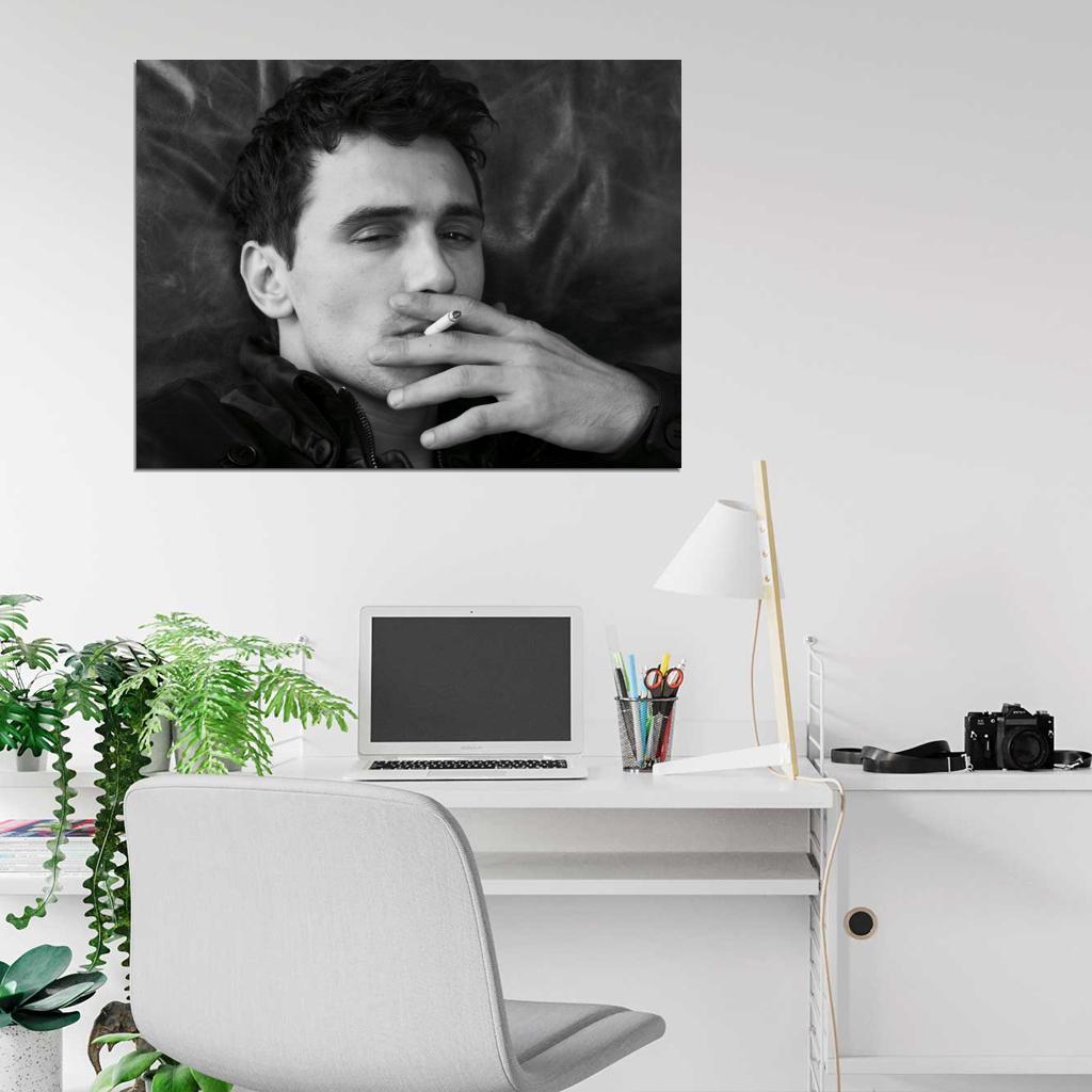James Franco Smoking Hot BW Portrait Movie Actor Wall Art Print Poster