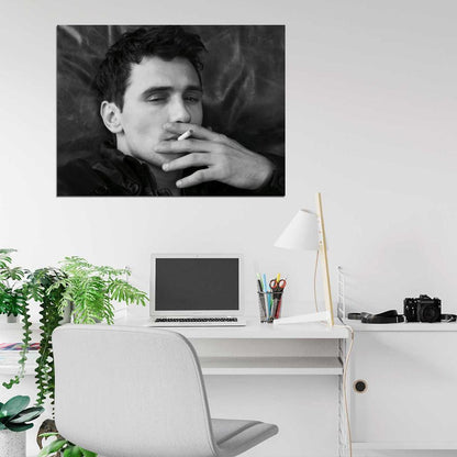 James Franco Smoking Hot BW Portrait Movie Actor Wall Art Print Poster