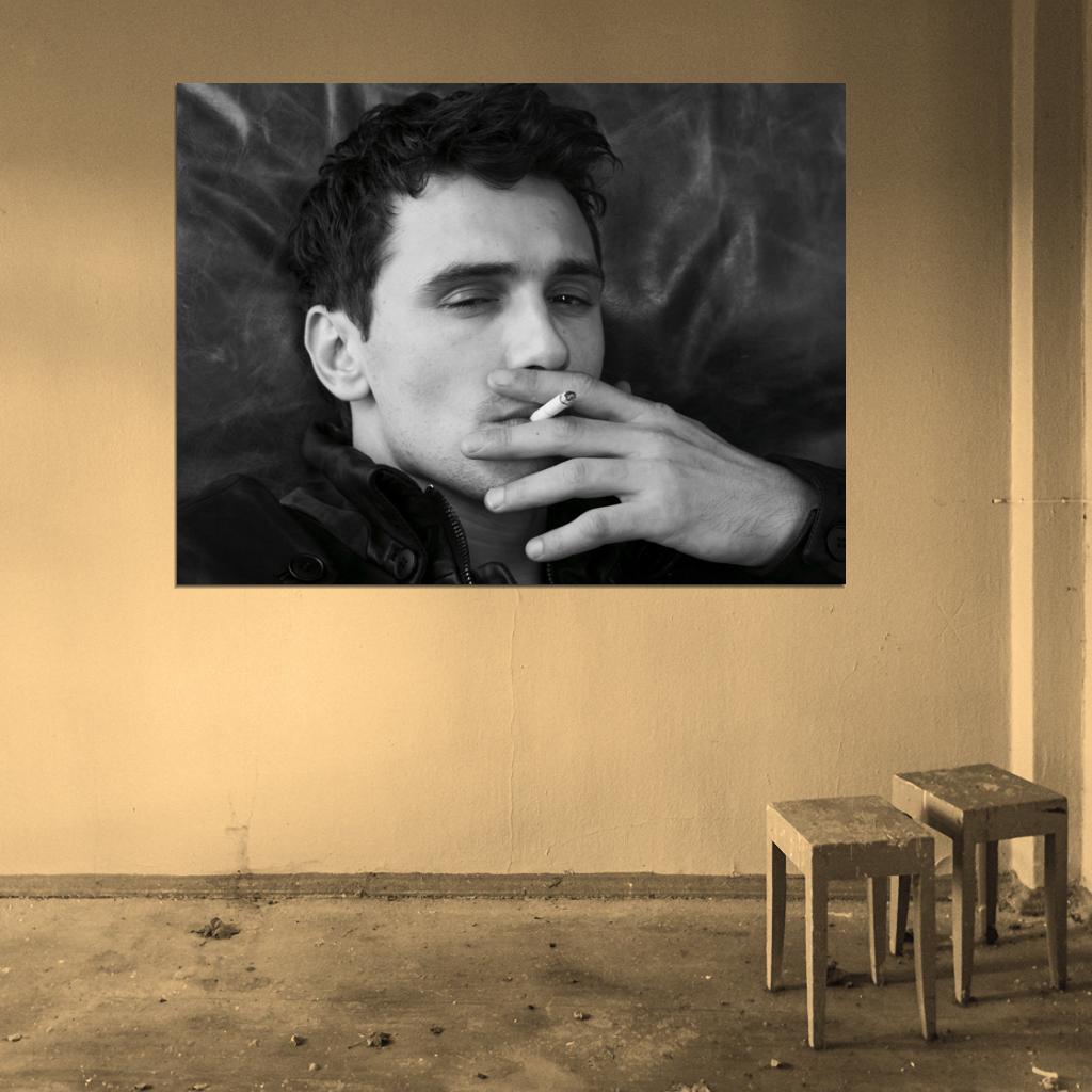 James Franco Smoking Hot BW Portrait Movie Actor Wall Art Print Poster