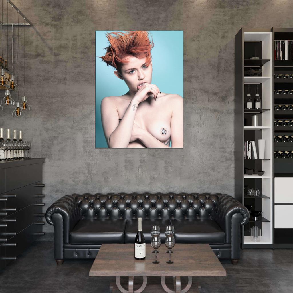 Miley Cyrus Hot Topless Singer Sexy Naked Boobs Wall Art Print Poster