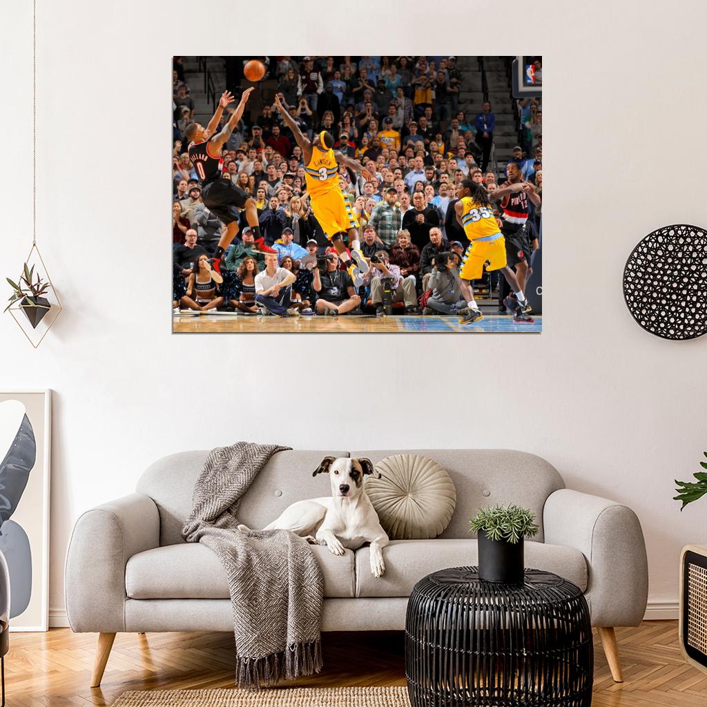 Damian Lillard Fadeaway Game Winner Buzzer Beater Basketball Sport Wall Art Print Poster
