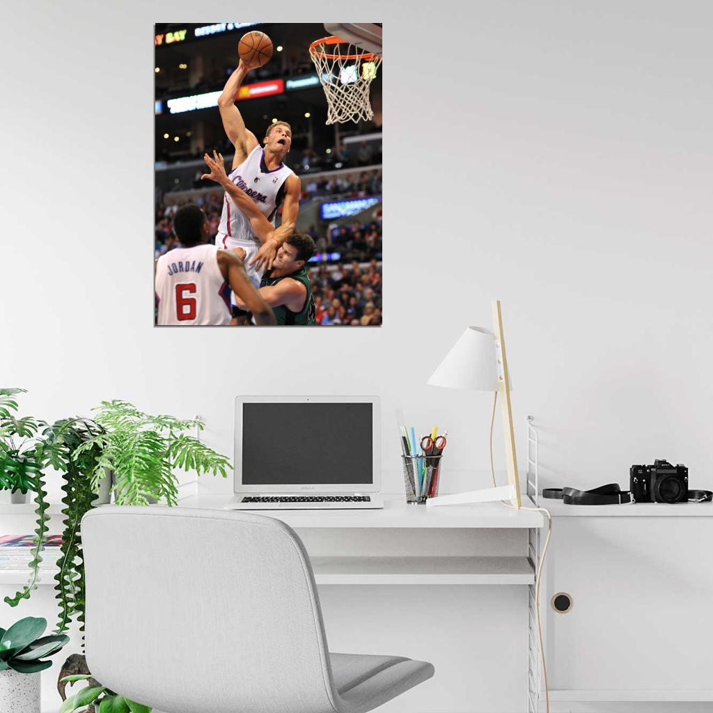 Blake Griffin Posterizes Kris Humphries Monster Dunk Basketball Sport Wall Art Print Poster