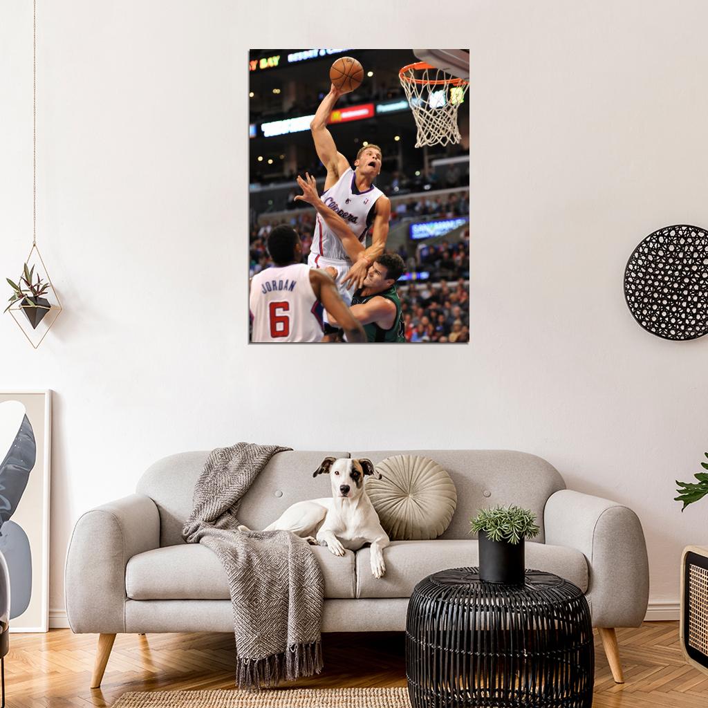 Blake Griffin Posterizes Kris Humphries Monster Dunk Basketball Sport Wall Art Print Poster