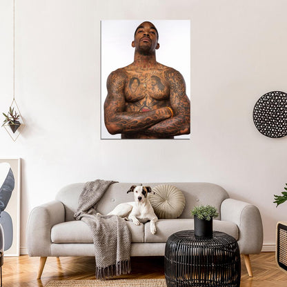 J. R. Smith Tattoos Shirtless New York Basketball Sport Wall Art Print Poster