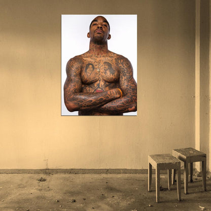 J. R. Smith Tattoos Shirtless New York Basketball Sport Wall Art Print Poster