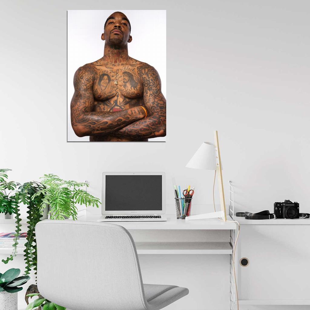 J. R. Smith Tattoos Shirtless New York Basketball Sport Wall Art Print Poster