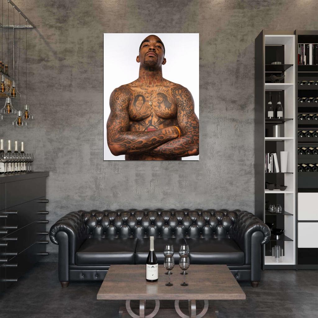 J. R. Smith Tattoos Shirtless New York Basketball Sport Wall Art Print Poster