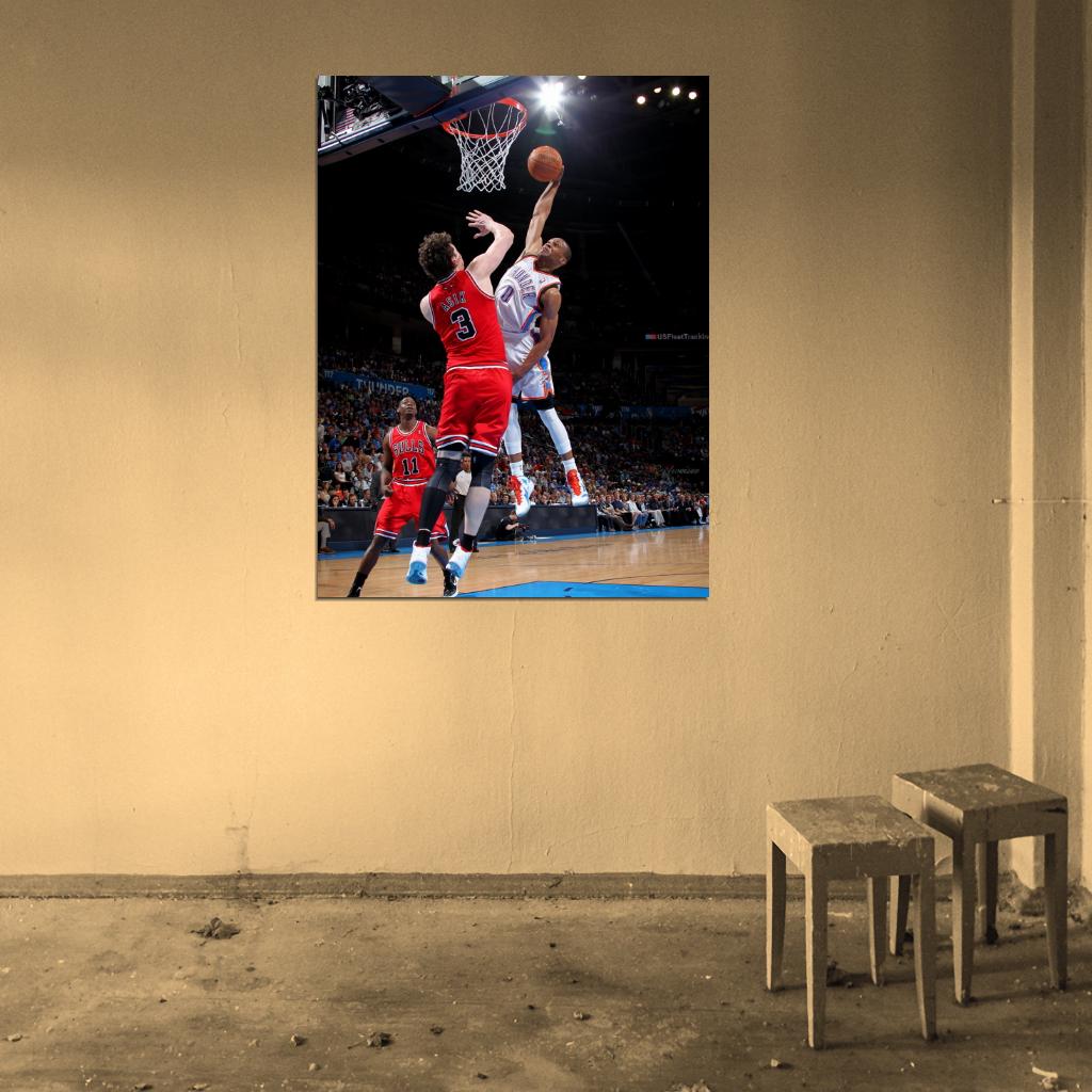 Russell Westbrook Monster Dunk Basketball Sport Wall Art Print Poster