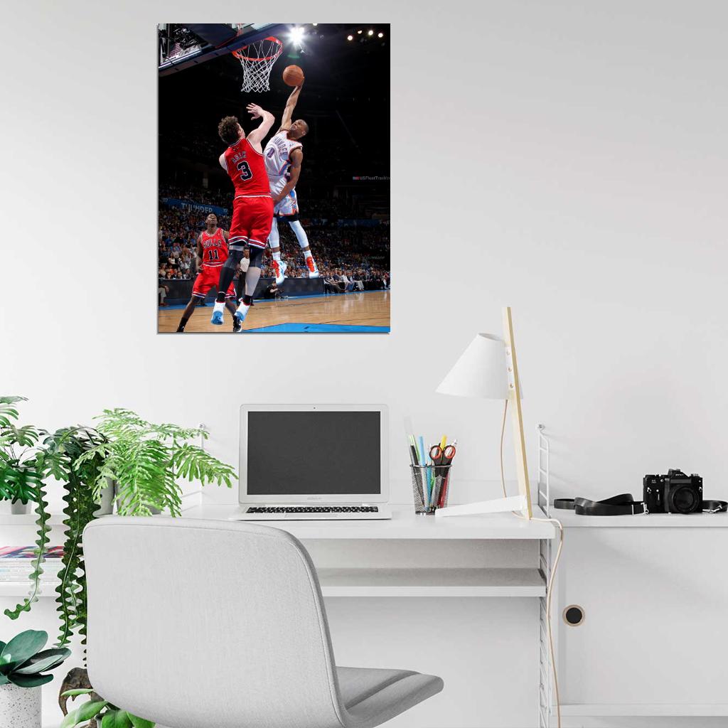 Russell Westbrook Monster Dunk Basketball Sport Wall Art Print Poster