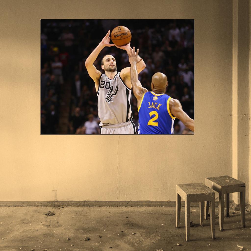 Manu Ginobili Shot Basketball Sport Wall Art Print Poster
