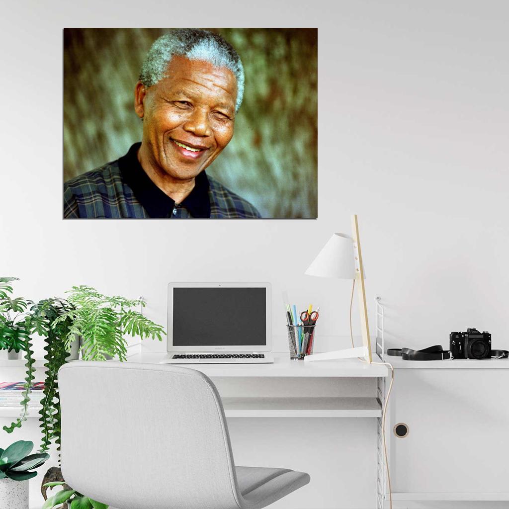 Nelson Mandela Portrait Smile Wall Art Print Poster