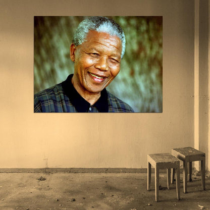 Nelson Mandela Portrait Smile Wall Art Print Poster