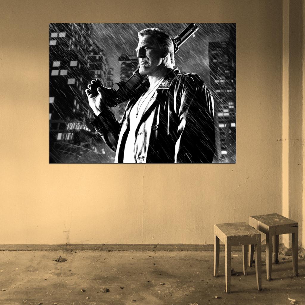 Marv Shotgun Sin City 2 Mickey Rourke BW Movie Wall Art Print Poster