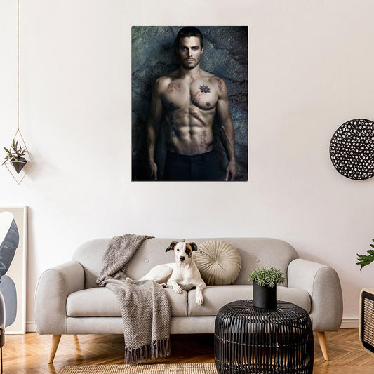 Stephen Amell Shirtless Arrow TV Show Actor Wall Art Print Poster