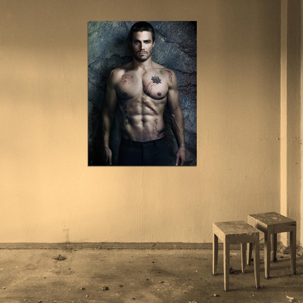 Stephen Amell Shirtless Arrow TV Show Actor Wall Art Print Poster