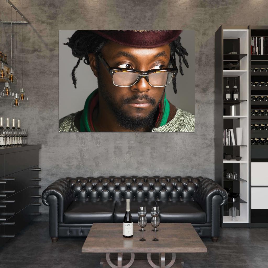 Will.i.am Portrait Hip-Hop R&B Music Rapper Singer Wall Art Print Poster