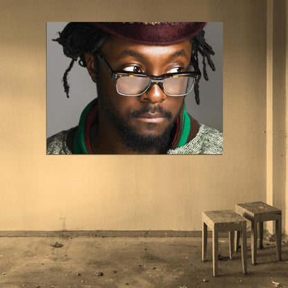 Will.i.am Portrait Hip-Hop R&B Music Rapper Singer Wall Art Print Poster