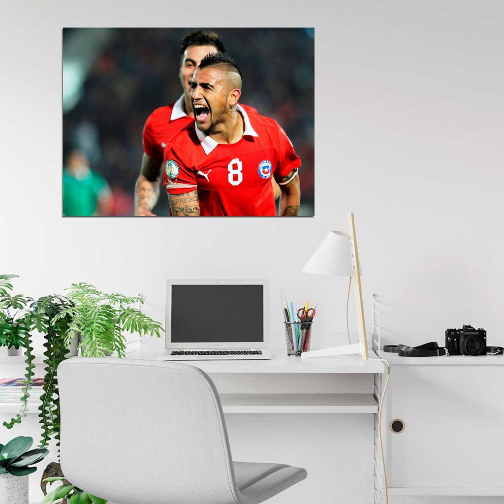 Arturo Vidal Amazing Cool Scream Chile Football Soccer Sport Wall Art Print Poster
