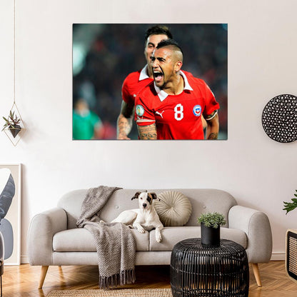 Arturo Vidal Amazing Cool Scream Chile Football Soccer Sport Wall Art Print Poster