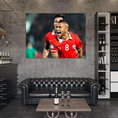Arturo Vidal Amazing Cool Scream Chile Football Soccer Sport Wall Art Print Poster