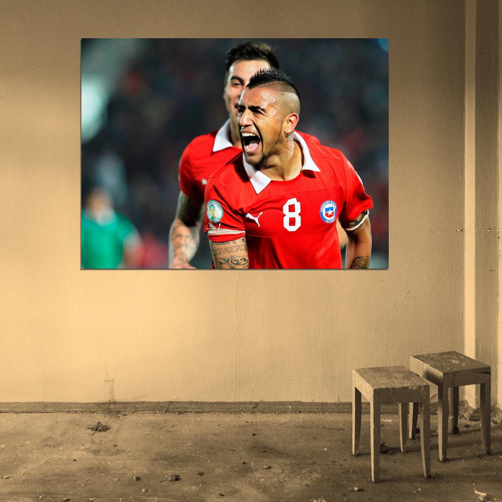 Arturo Vidal Amazing Cool Scream Chile Football Soccer Sport Wall Art Print Poster