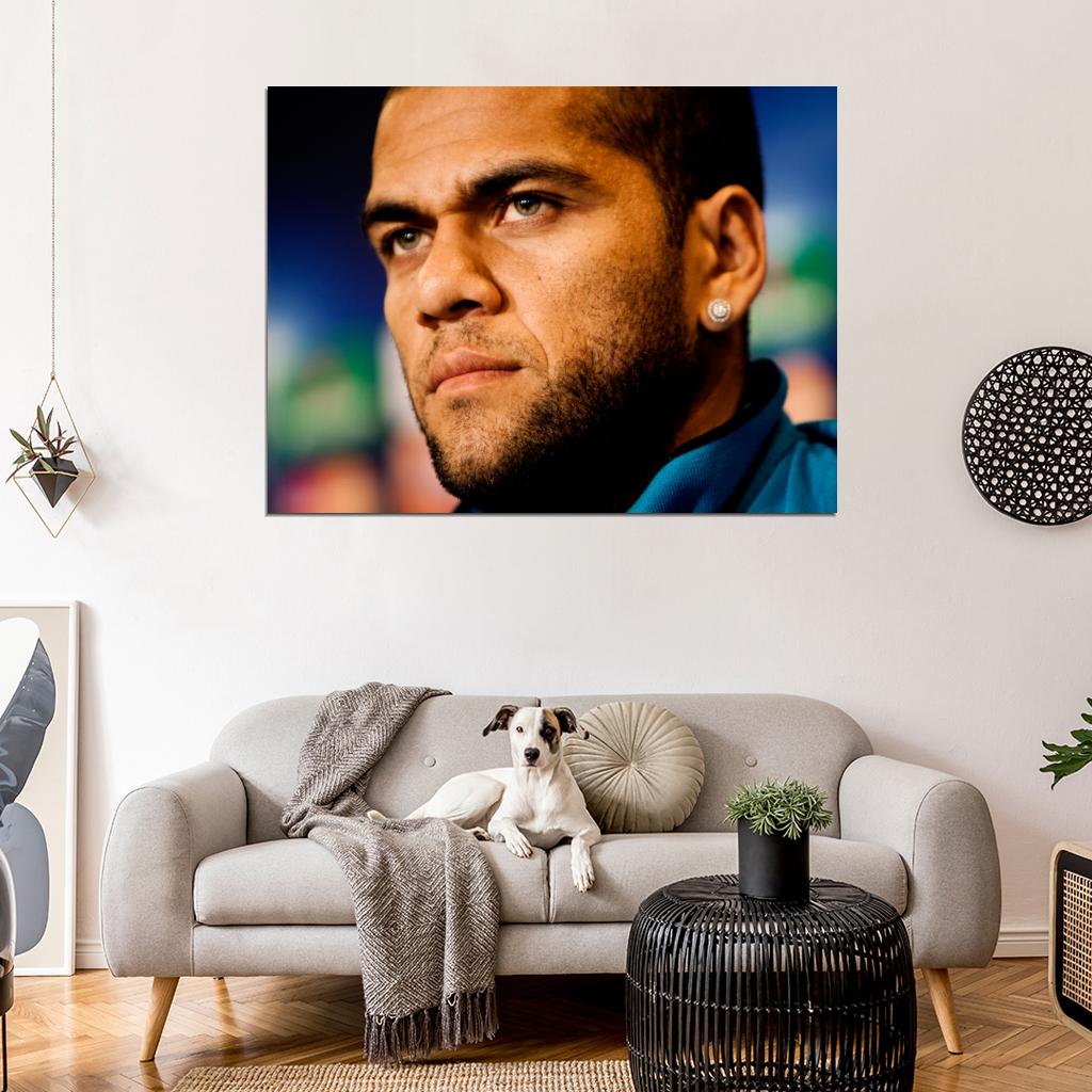 Dani Alves Portrait Brazil Football Soccer Sport Wall Art Print Poster