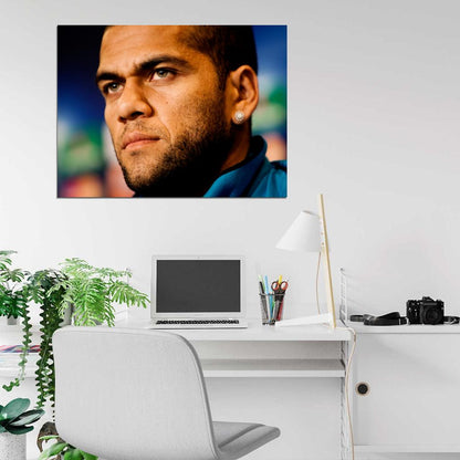 Dani Alves Portrait Brazil Football Soccer Sport Wall Art Print Poster