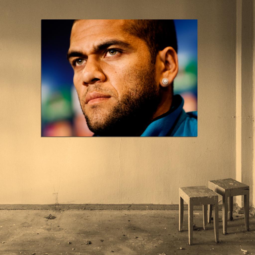 Dani Alves Portrait Brazil Football Soccer Sport Wall Art Print Poster