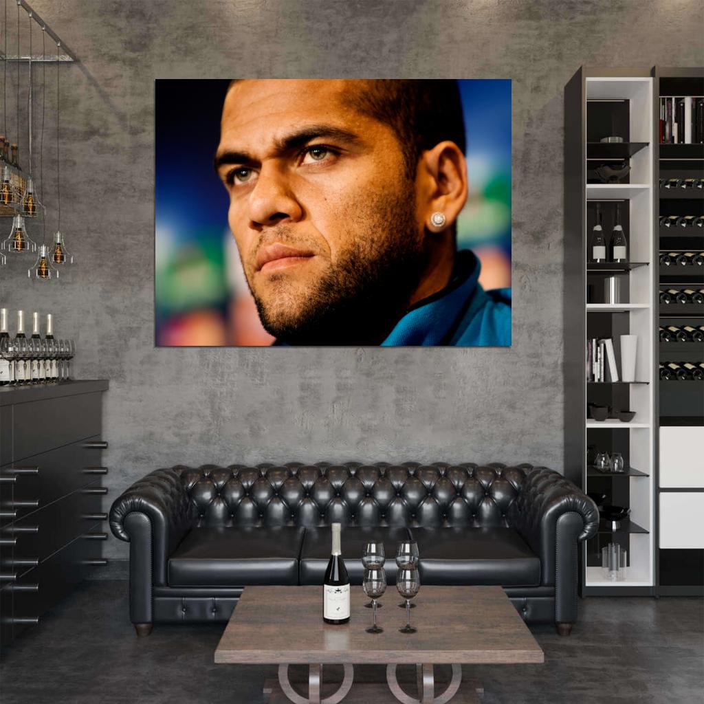 Dani Alves Portrait Brazil Football Soccer Sport Wall Art Print Poster