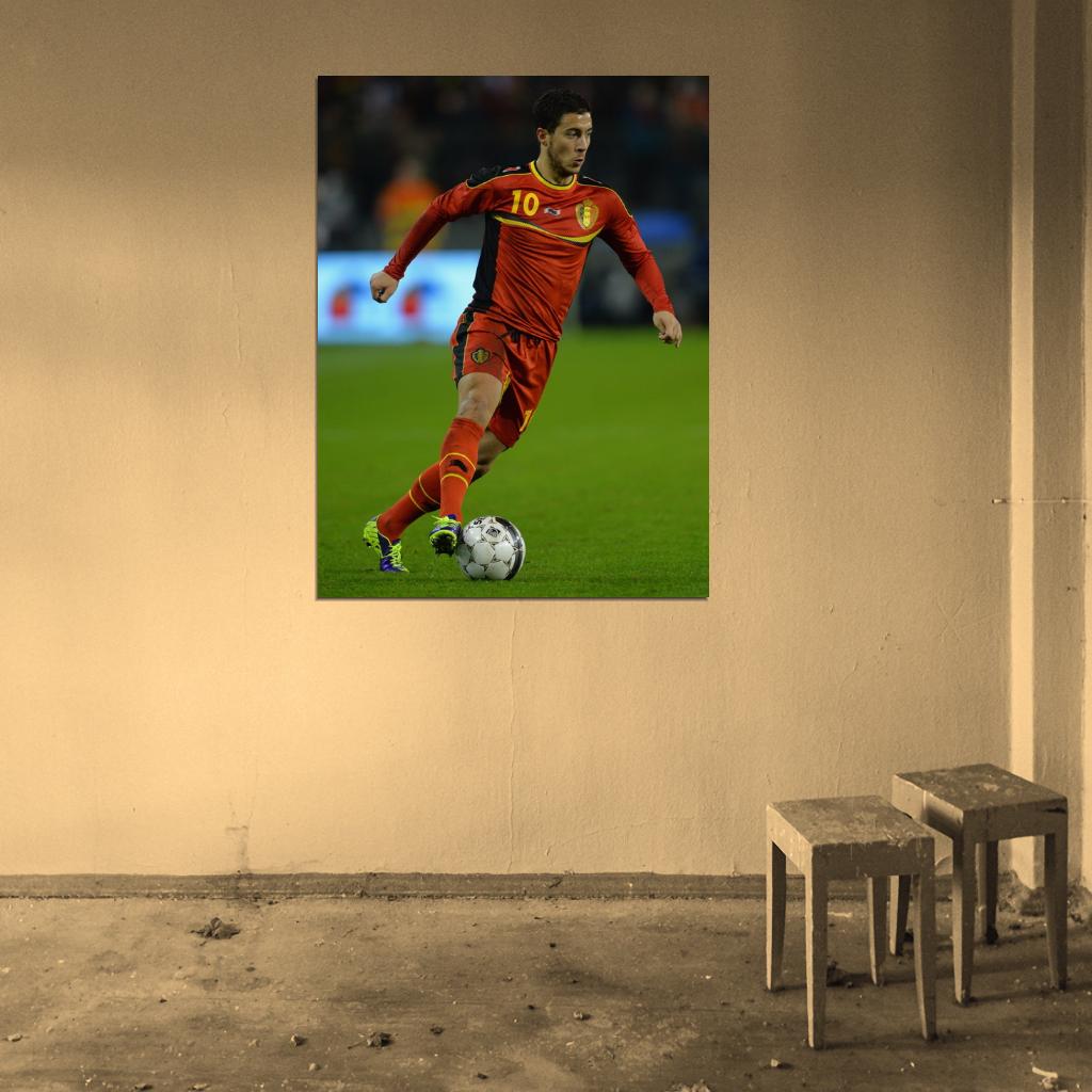Eden Hazard Belgium Football Soccer Sport Wall Art Print Poster