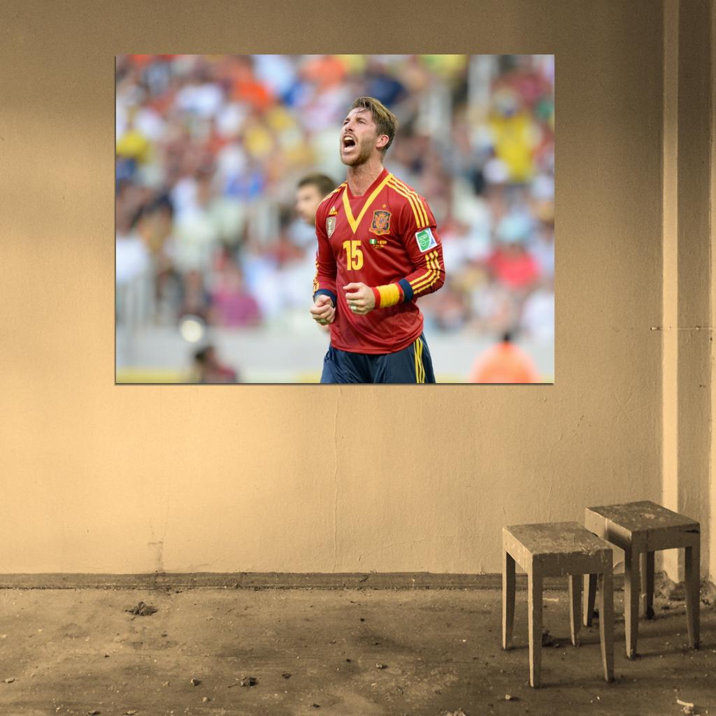 Sergio Ramos Scream Spain Football Soccer Sport Wall Art Print Poster