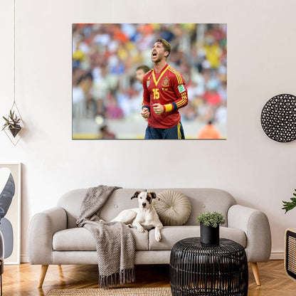 Sergio Ramos Scream Spain Football Soccer Sport Wall Art Print Poster