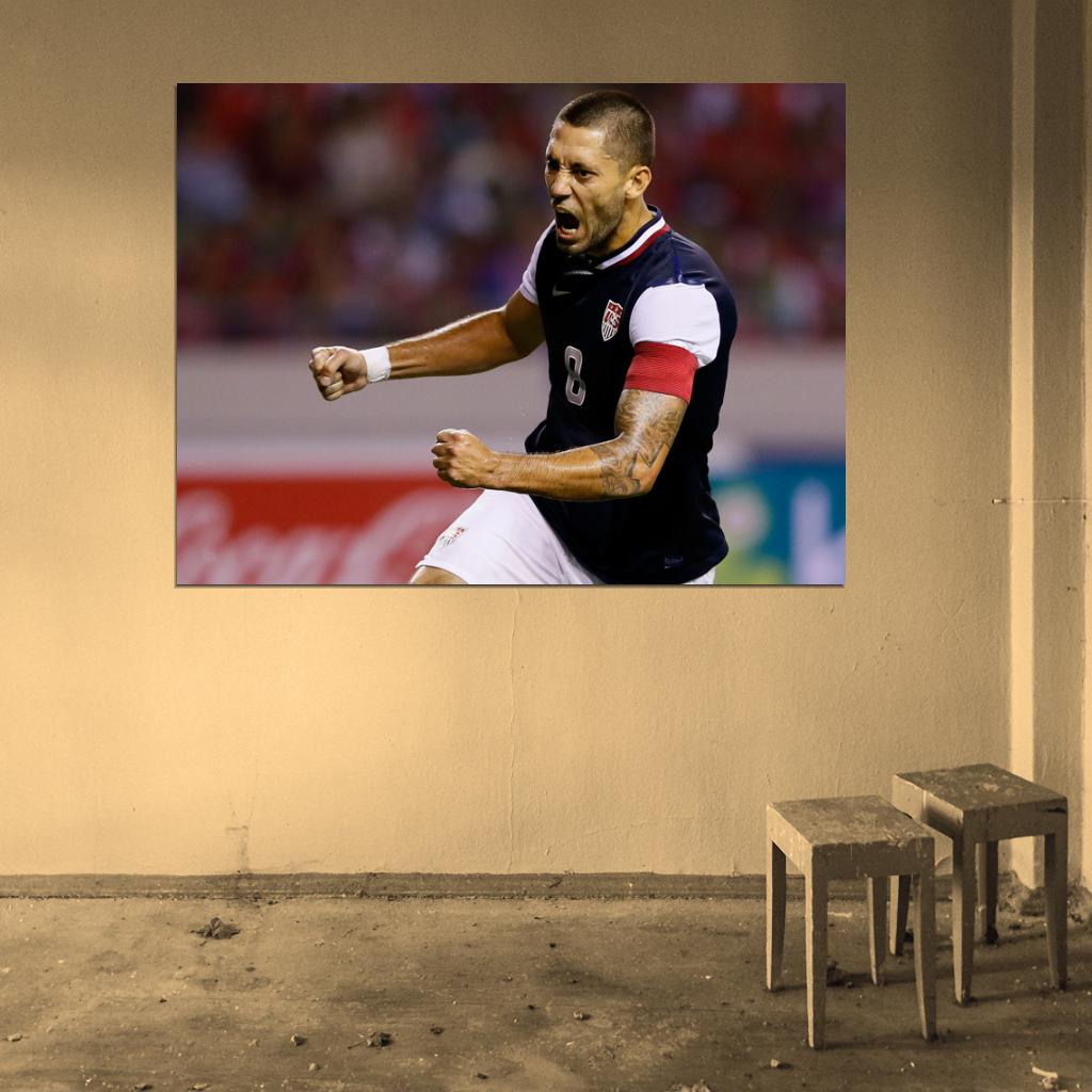 Clint Dempsey Scream USA Football Soccer Sport Wall Art Print Poster