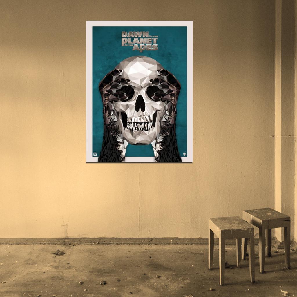 Dawn of The Planet of The Apes Skull Art 2014 Movie Wall Art Print Poster