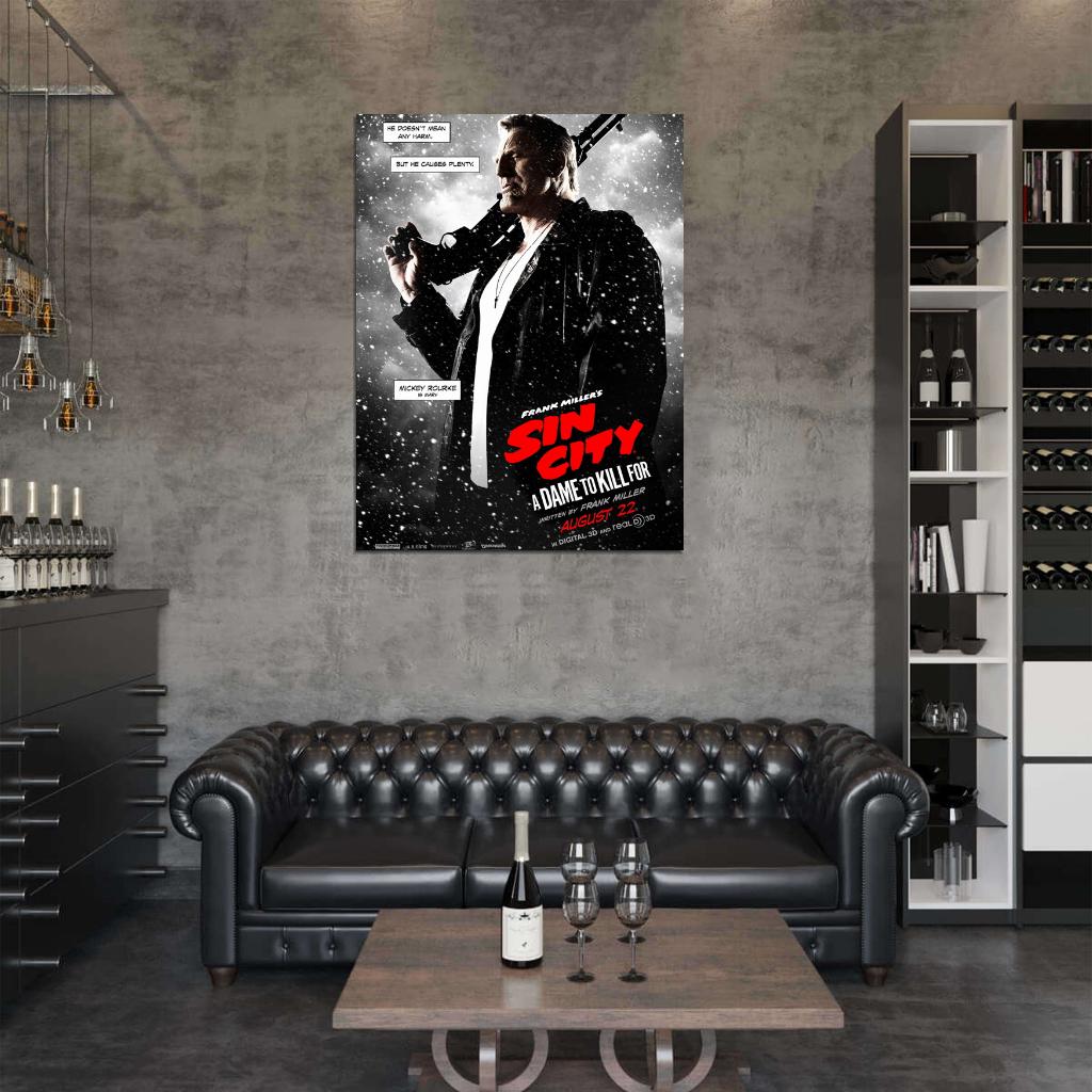 Sin City A Dame to Kill For Marv Mickey Rourke Movie Wall Art Print Poster