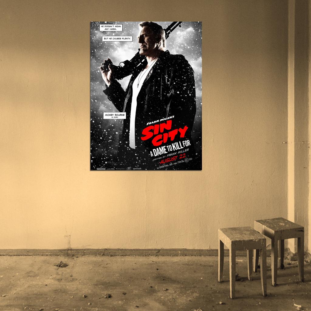 Sin City A Dame to Kill For Marv Mickey Rourke Movie Wall Art Print Poster