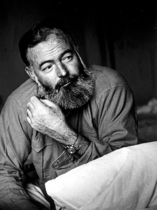 Ernest Hemingway Writer Beard Portrait BW Wall Decor Room Print Retro Vintage Poster