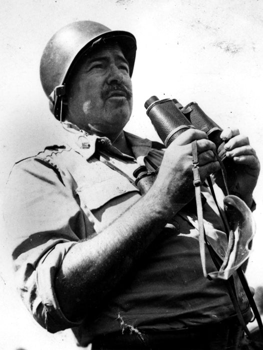 Ernest Hemingway Writer Binoculars Helmet Military BW Wall Decor Room Print Retro Vintage Poster
