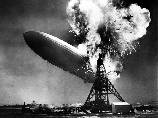 The Hindenburg Disaster Airship Fire BW Wall Decor Room Print Retro Vintage Poster