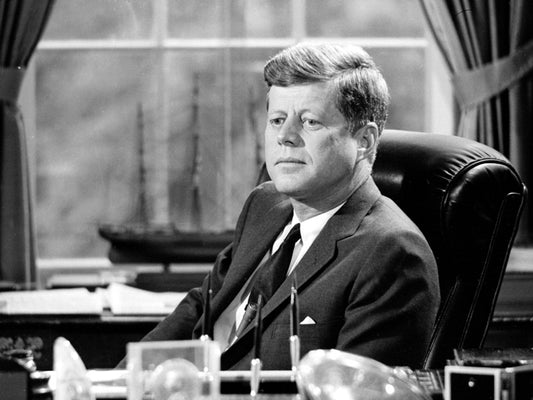 JFK John Fitzgerald Kennedy US President Portrait BW Wall Decor Room Print Retro Vintage Poster