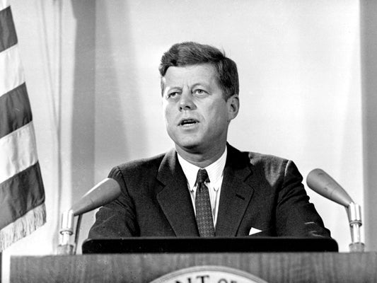 JFK John Fitzgerald Kennedy US President Portrait BW Wall Decor Room Print Retro Vintage Poster