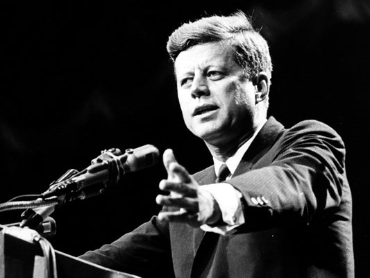 JFK John Fitzgerald Kennedy US President Portrait BW Wall Decor Room Print Retro Vintage Poster